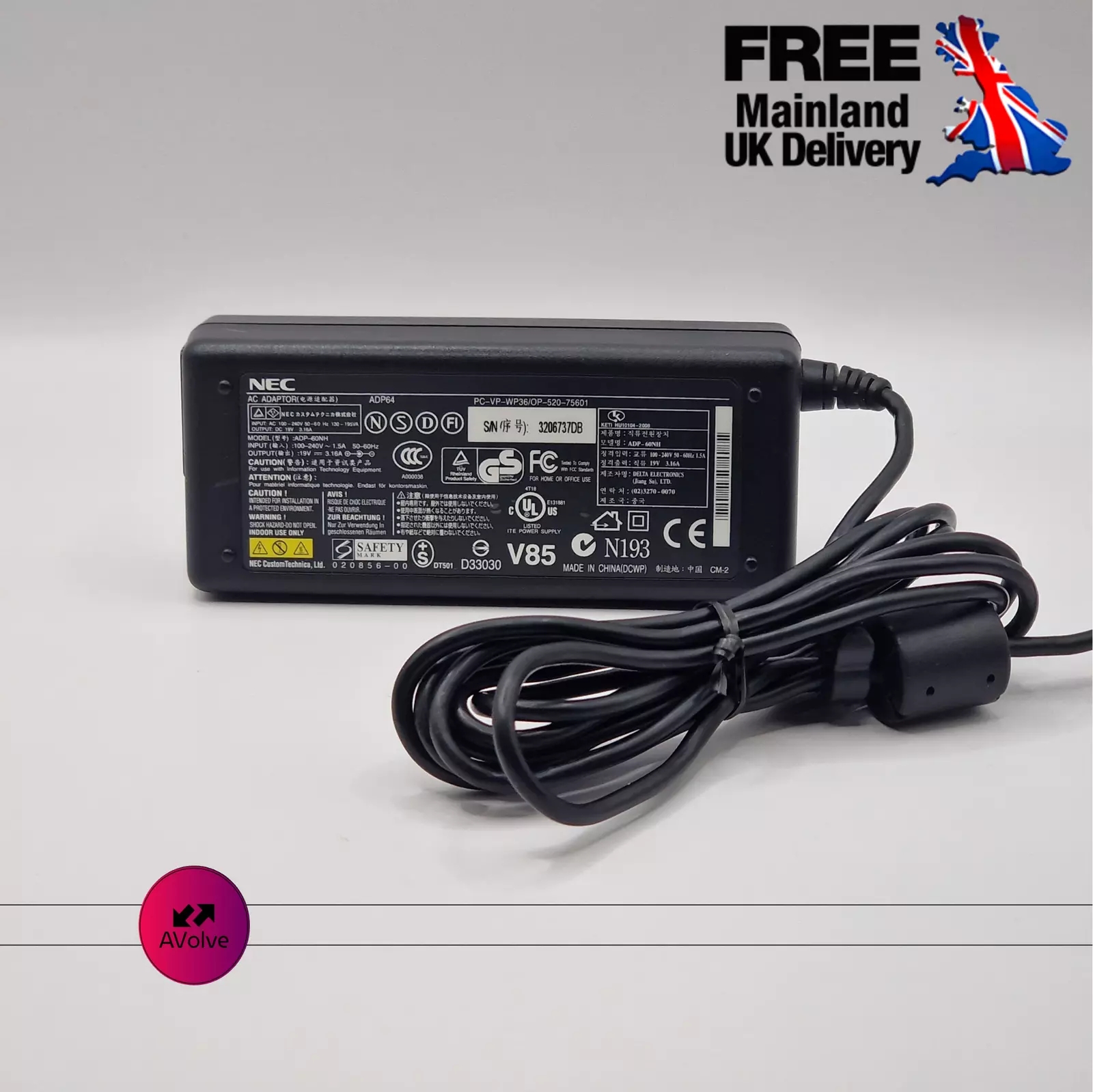 *Brand NEW*Genuine NEC 19V 3.16A 60W AC ADAPTER ADP-60NH Power Supply - Click Image to Close